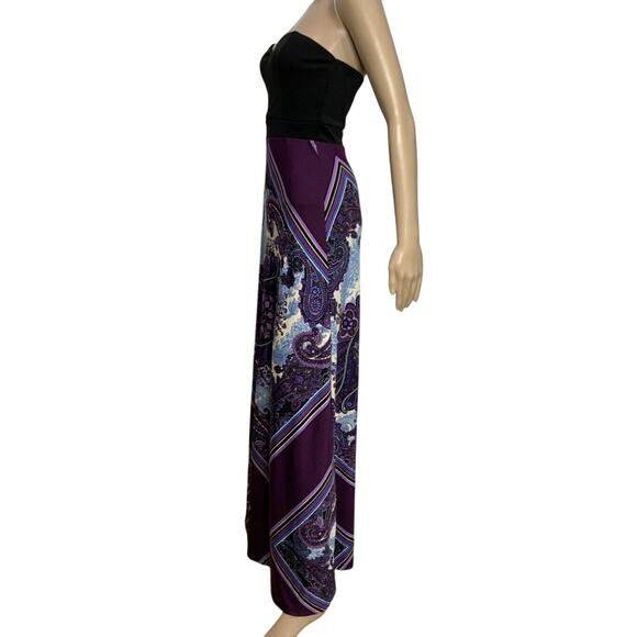 BaileyBlue Maxi Dress Womens Small Black Bodice Paisley Skirt Sleeveless - Picture 4 of 9